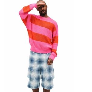 Palace Open Stripe Knit Pink And Orange SS24 Sweater Small Excellent Condition!